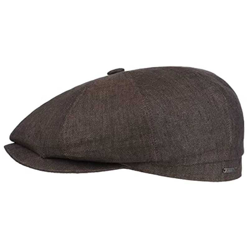 Stetson Stetson Hatteras Classic Linen Flat Cap Women/Men - Made in The EU Brown ‎mens Hats & Caps
