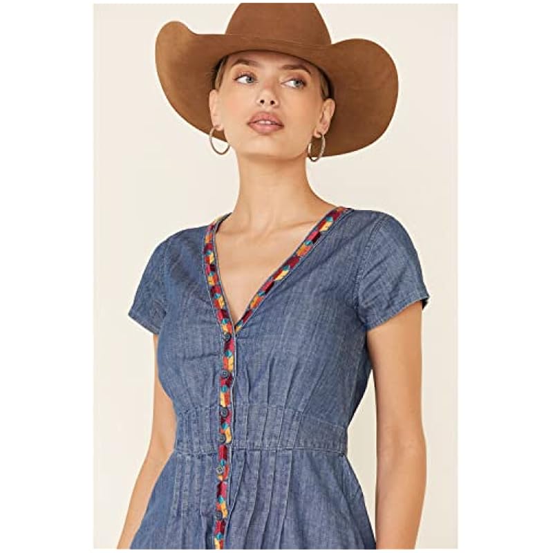 Stetson Dresses ‎womens Stetson Women's Embroidered Denim Dress Blue X-Small