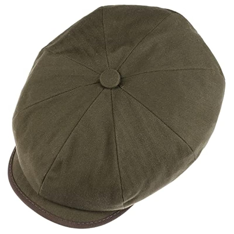 ‎mens Hats & Caps Stetson Stetson Hatteras Cotton Herringbone Flat Cap Men - Made in The EU Olive