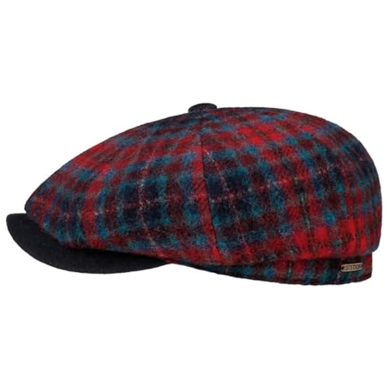Stetson Hatteras Karlsen Wool Check Flat Cap Men - Made in The EU Blue-red Stetson ‎mens Hats & Caps