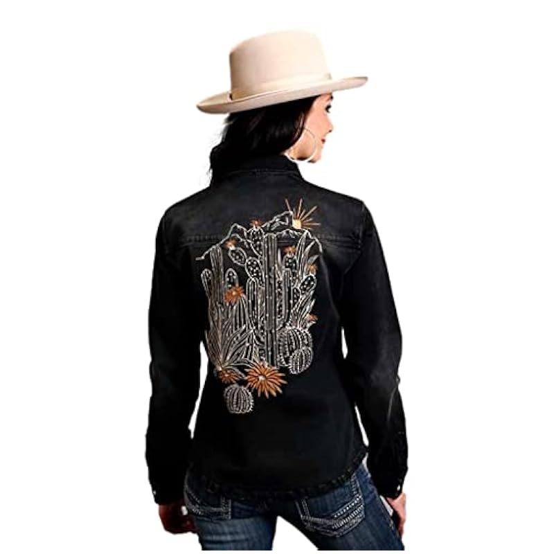 Stetson Coats, Jackets & Vests ‎womens Stetson Women's Desert Scene Denim Shacket Black Medium