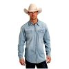 Stetson Men's Light Blue Denim Long Sleeve Snap Western Shirt Blue Small ‎mens Shirts Stetson
