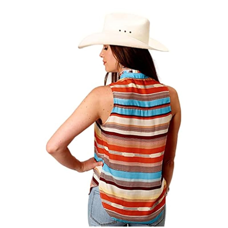 ‎womens Tops, Tees & Blouses Stetson Stetson Women's Sunset Serape Striped Sleeveless Blouse Multi Medium US