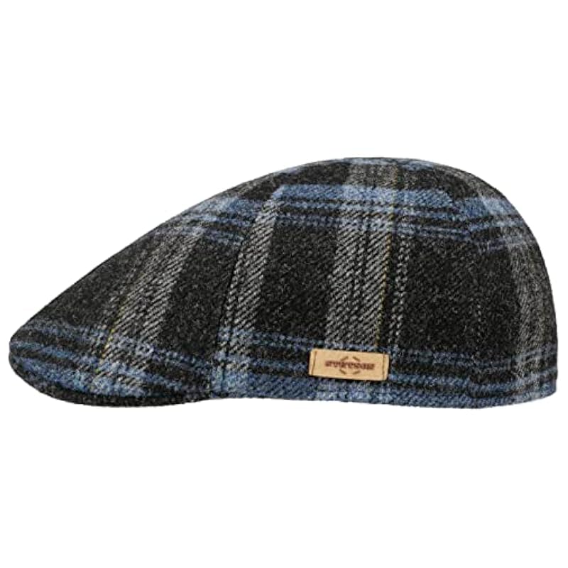 Stetson Stetson Texas Shadow Plaid Flat Cap Men - Made in The EU Blue ‎mens Hats & Caps