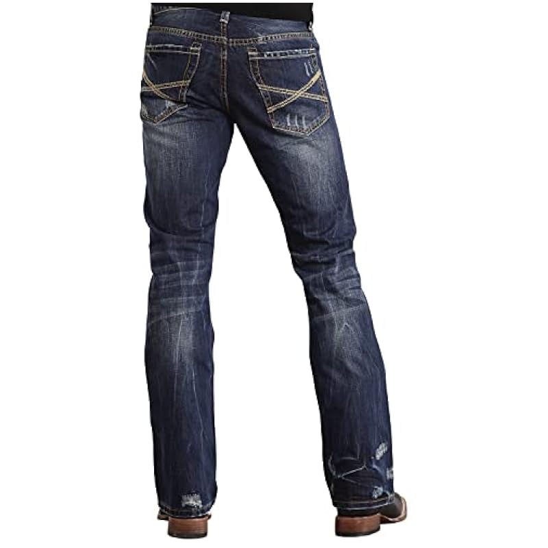 ‎mens Jeans Stetson Stetson Men's Rock Fit X Stitched Jeans Big and Tall Dark Stone 44W x 36L
