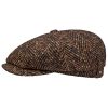 Stetson Hats & Caps ‎mens Stetson Hatteras Wool Colour Neps Flat Cap Men - Brown-blue