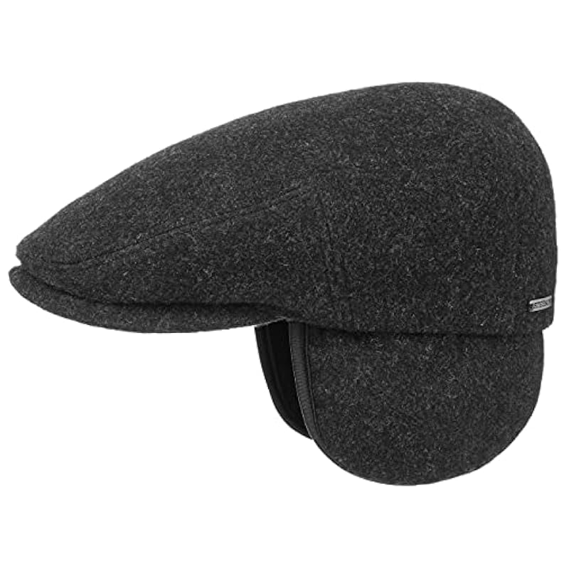 Stetson Hats & Caps ‎mens Stetson Kent Wool Earflaps Flat Cap Women/Men | Made in The EU Anthracite