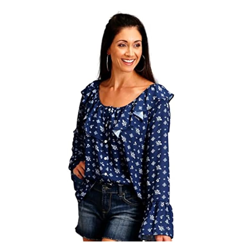Stetson Tops, Tees & Blouses Stetson Western Shirt Womens L/S Peasant L Blue 11-050-0590-0424 BU