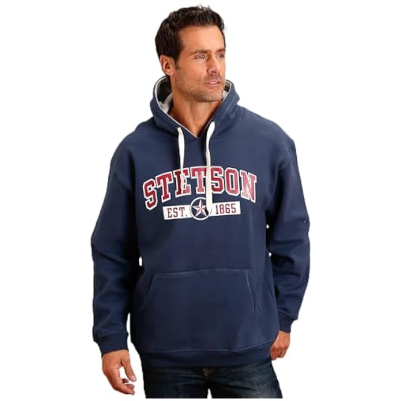 Stetson Stetson Mens Navy Cotton Blend Fleece Est 1865 Hoodie 2XL ‎mens Fashion Hoodies & Sweatshirts