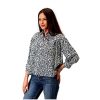 Stetson Western Shirt Women 3/4 Sleeve XL Indigo 11-050-0590-2011 BU ‎womens Tops, Tees & Blouses Stetson
