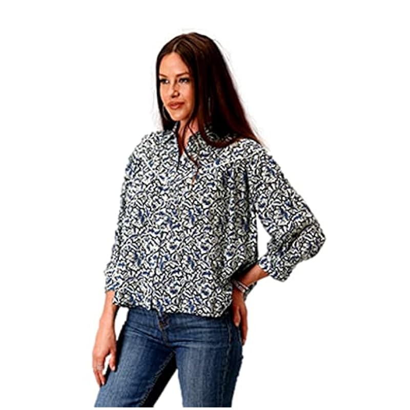 Stetson Stetson Western Shirt Women 3/4 Sleeve M Indigo 11-050-0590-2011 BU ‎womens Tops, Tees & Blouses