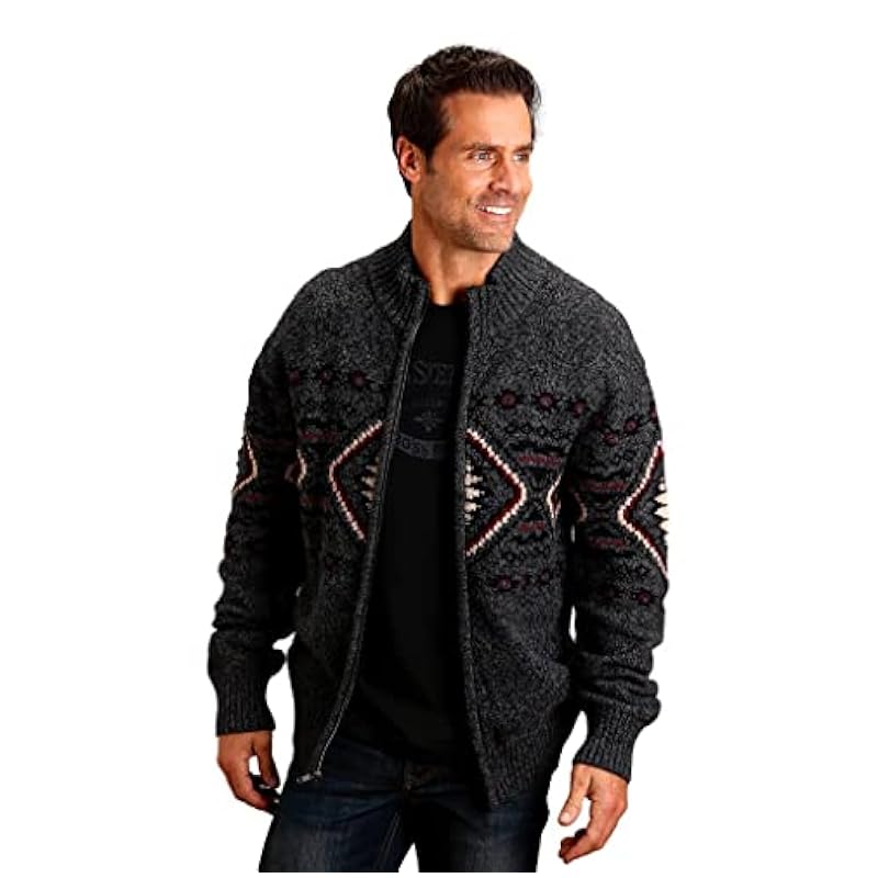 Stetson 11-014-0120-7037 (WSL) Aztec Full Zip Sweater Grey ‎men Sweaters Stetson