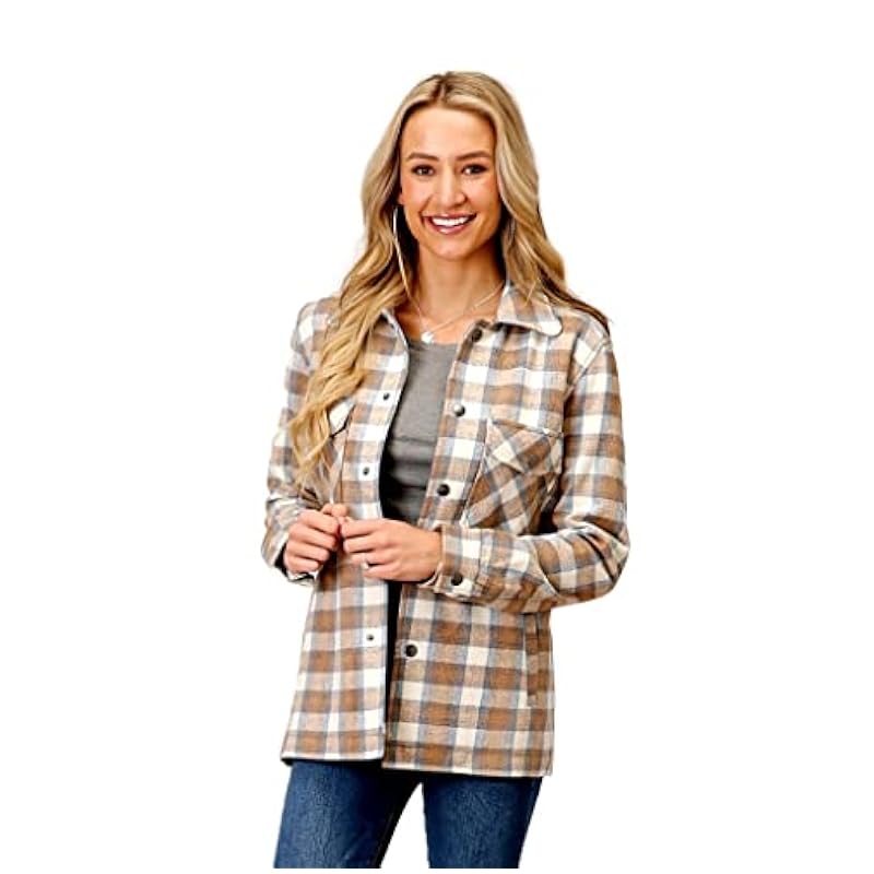 Stetson Tops, Tees & Blouses ‎womens Stetson Western Jacket Womens Plaid Shirt XL Cream 11-098-0539-6181 WH