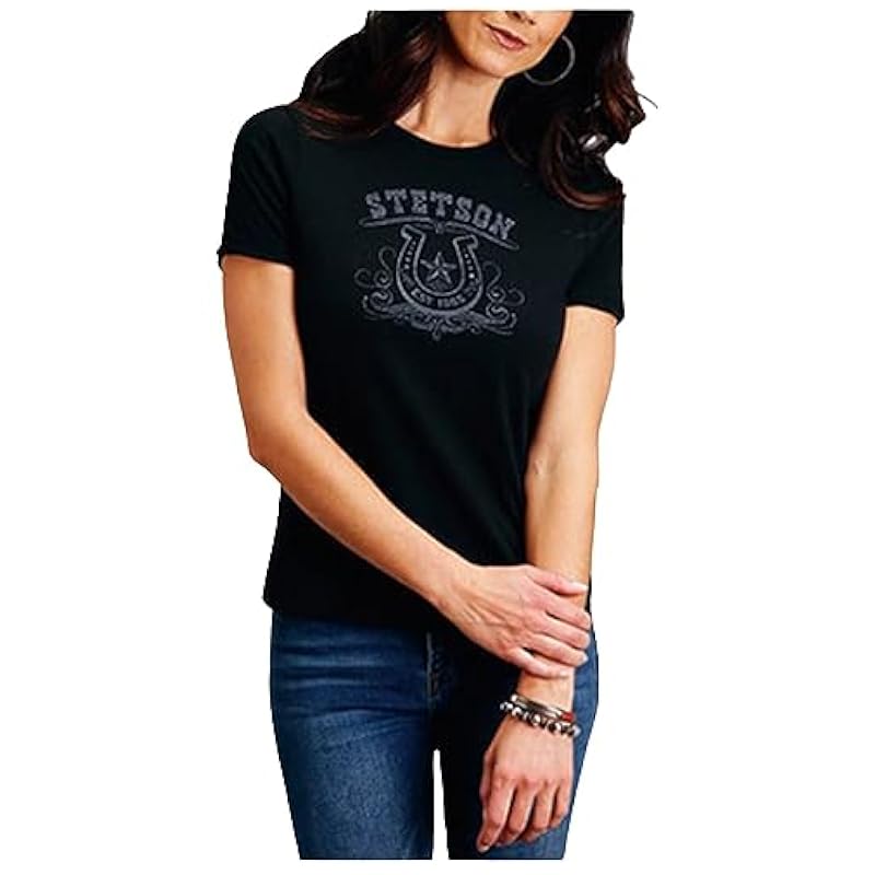 ‎womens Tops, Tees & Blouses Stetson Stetson Women's Horseshoe Short Sleeve Graphic Tee Black X-Large US