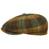 Stetson Hatteras Shetland Plaid Flat Cap Men - Olive Stetson Hats & Caps
