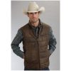 Stetson Mens Leather Puffy Vest Brown XL ‎Mens Jackets & Coats Stetson