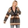 ‎womens Sweaters Stetson Stetson Women's Southwestern Print Knit Cardigan Sweater Brown Medium