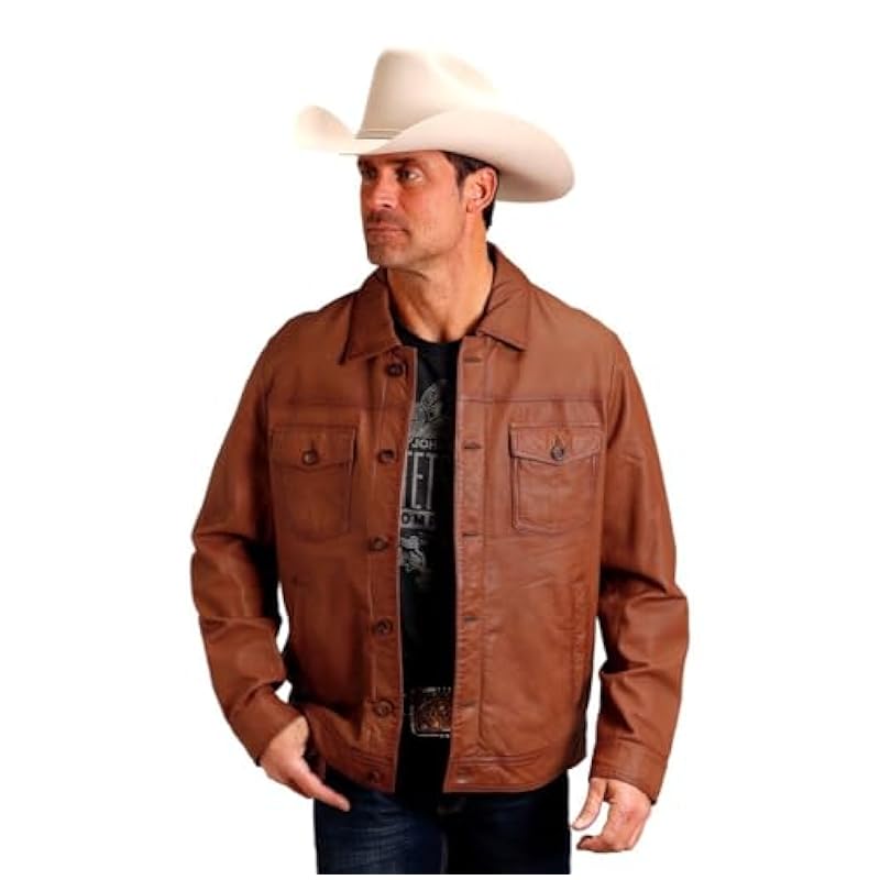 ‎men Jackets & Coats Stetson Stetson Western Jacket Mens Smooth Jean L Caramel 11-097-0539-6637 BR