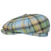 ‎mens Hats & Caps Stetson Stetson Hatteras Checked Linen Flat Cap Men - Made in The EU Blue-green