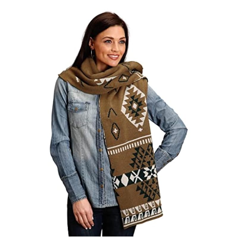 ‎womens Scarves & Wraps Stetson Stetson Women's Gold Southwestern Knit Scarf Gold One Size