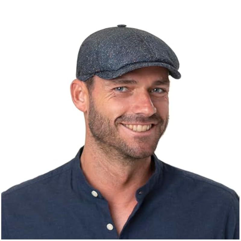 Stetson 6 Panel Donegal Flat Cap Men - Made in The EU Blue ‎mens Hats & Caps Stetson