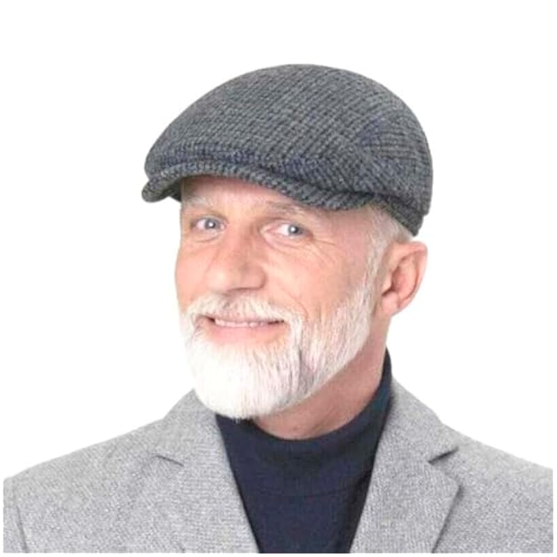 Stetson Brayton Harris Tweed Driver Flat Cap Men - Made in Germany Grey-blue Stetson ‎mens Hats & Caps