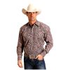 Stetson Western Shirt Men L/S Paisley Print S Wine 11-001-0425-0173 WI Stetson ‎mens Shirts