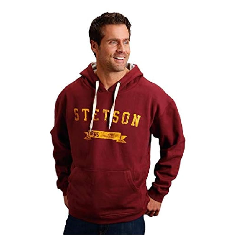 Stetson Fashion Hoodies & Sweatshirts ‎mens Stetson Western Sweatshirt Mens Hooded L Red 11-097-0562-0883 RE