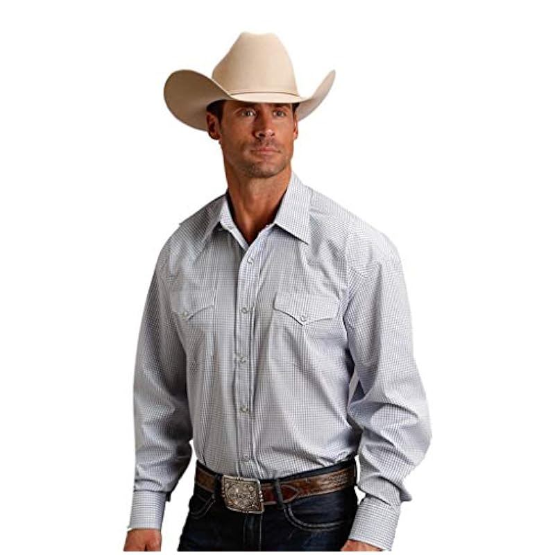 Stetson Stetson 5663 Two Stripe Check - Light Blue Mens Collection- in Stock (l) 11-001-0478-0036BU ‎mens Shirts