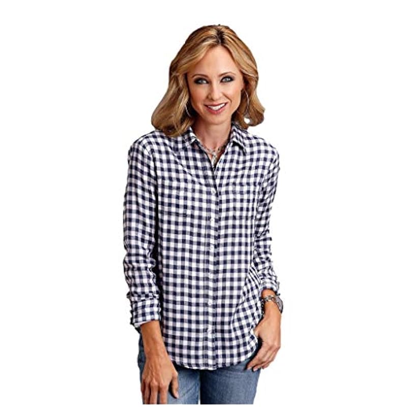 Stetson Tops, Tees & Blouses ‎womens Stetson Western Shirt Womens L/S Gingham XL Navy 11-050-0597-5052 BU