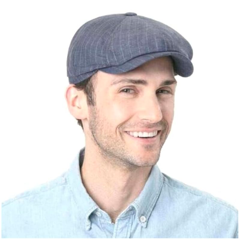 Stetson Hatteras Striped Linen Flat Cap Men - Made in The EU Brown ‎mens Hats & Caps Stetson