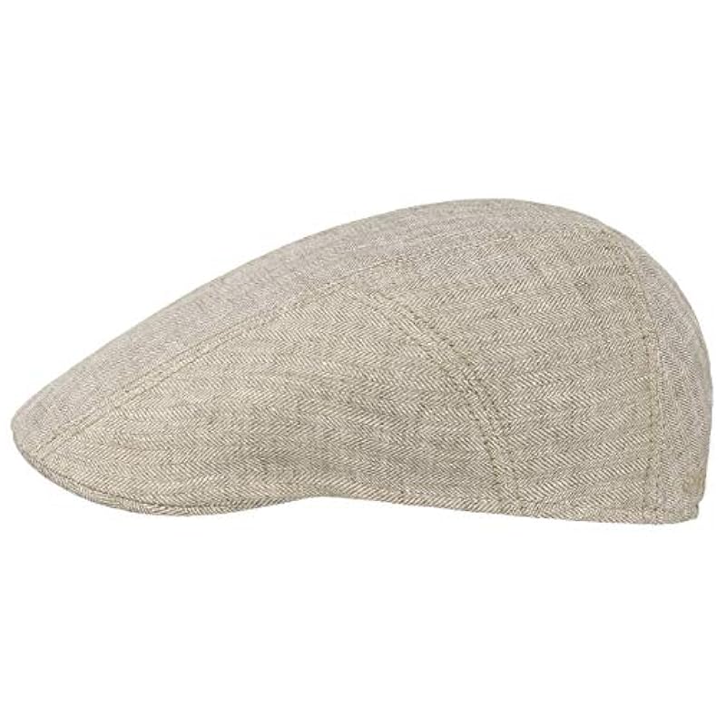 Stetson Hats & Caps ‎mens Stetson Herringbone Linen Flat Cap Men - Made in The EU Oatmeal