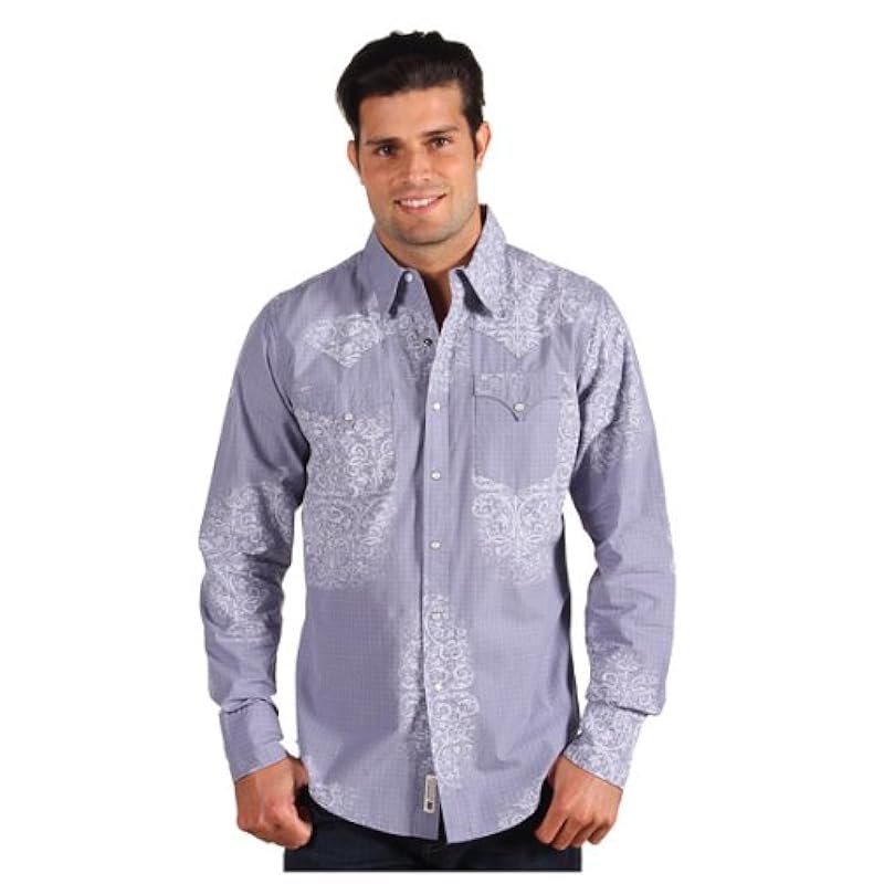 Stetson Medallion Overprint On Check W GMT Menrsquos Collection- Original Rugged (XL) 11-001-0020-0769BU Blue Stetson ‎mens Shirts