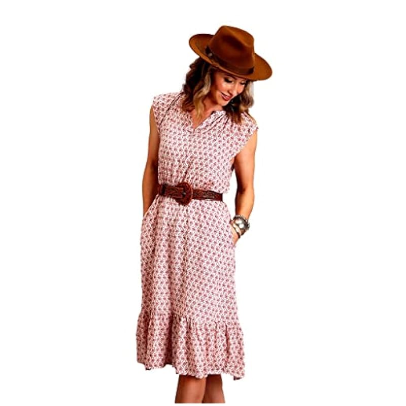 Stetson Dresses ‎womens Stetson Women's Cottage Floral Print Midi Dress Red Large