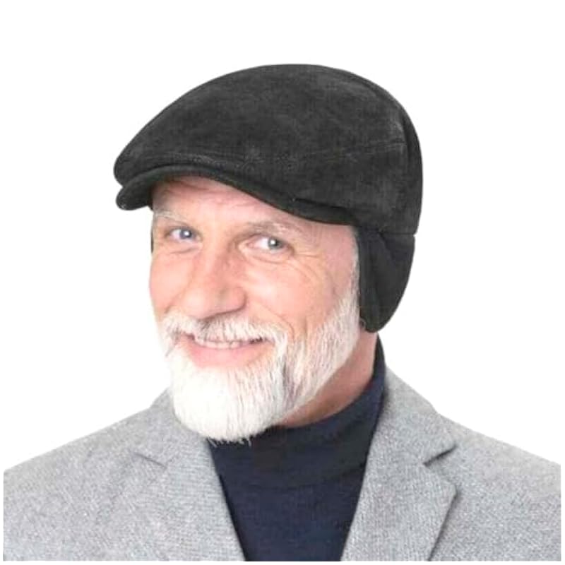 Stetson Stetson Kent Pigskin Flat Cap with Ear Flaps Men - Made in The EU Dark Brown ‎mens Hats & Caps