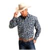 Stetson Blue Detailed Paisley - Mens Shirt Blue Stetson Shirts