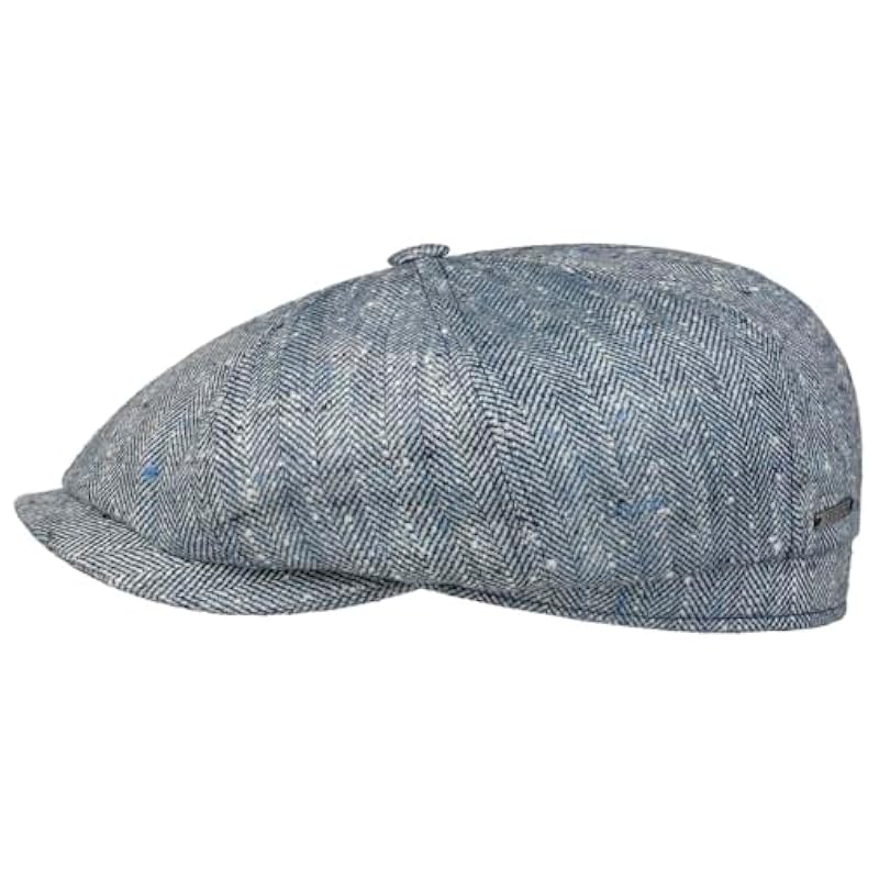 Stetson Hats & Caps ‎mens Stetson Hatteras Tweed Herringbone Flat Cap Men - Made in Germany Blue