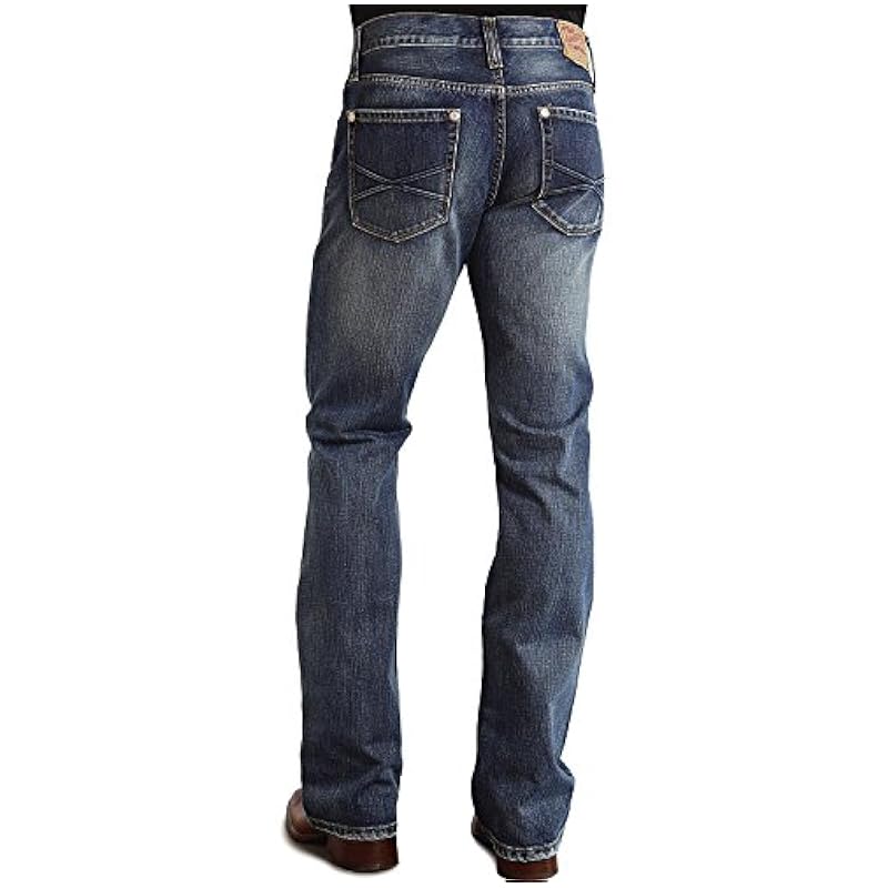 ‎mens Jeans Stetson Stetson Men's Rocker Fit with Lower Rise and Slightly Fitted Thigh Jean Dark Blue