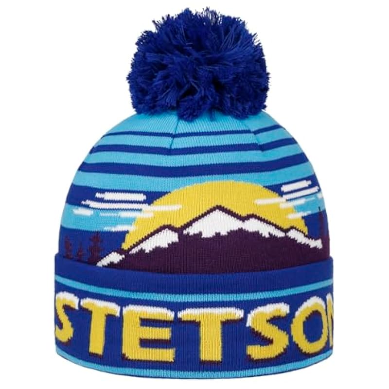 Stetson Snowy Mountains Freestyle Beanie Hat Women/Men - Blue-yellow ‎womens Hats & Caps Stetson