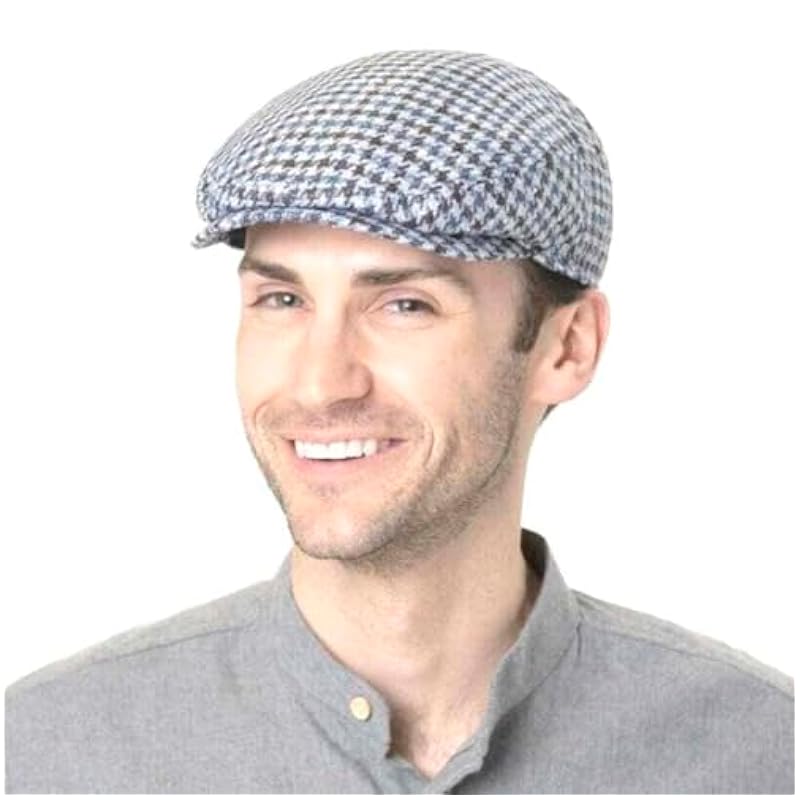 Stetson Kent Tricolour Houndstooth Flat Cap Men - Made in Germany Blue Stetson ‎mens Hats & Caps
