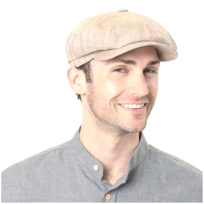 ‎mens Hats & Caps Stetson Stetson Hatteras Structured Linen Flat Cap Men - Made in The EU Beige
