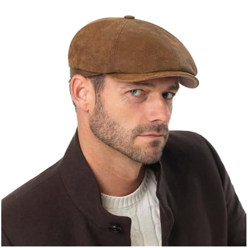 Stetson Hats & Caps ‎mens Stetson 6 Panel Vintage Pigskin Flat Cap Men - Brown