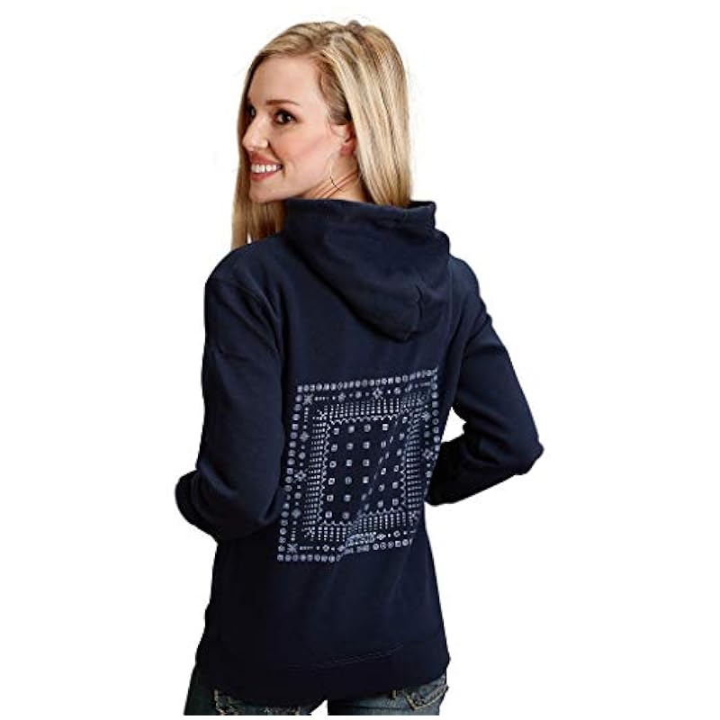 ‎womens Active Stetson Stetson Womens Blue Cotton Blend Handkerchief L/S Sweatshirt S