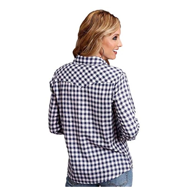 Stetson Tops, Tees & Blouses ‎womens Stetson Western Shirt Womens L/S Gingham XL Navy 11-050-0597-5052 BU