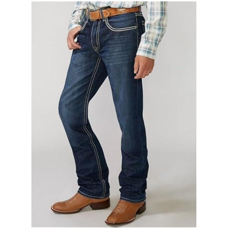 Stetson Men's Rocker Fit with Lower Rise and Slightly Fitted Thigh Jean Dark Stone ‎mens Jeans Stetson