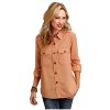 Stetson Tops, Tees & Blouses ‎womens Stetson Women's Lyocell Button-Front Shirt Jacket Orange X-Small US