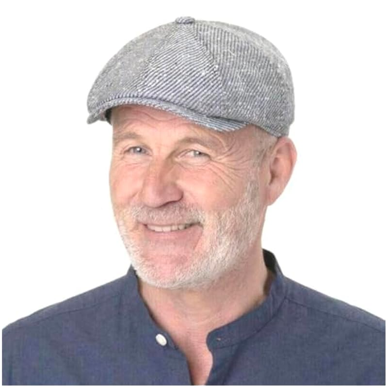 ‎mens Hats & Caps Stetson Stetson Hatteras Brown-Blue Flat Cap Men - Made in Germany Brown-blue