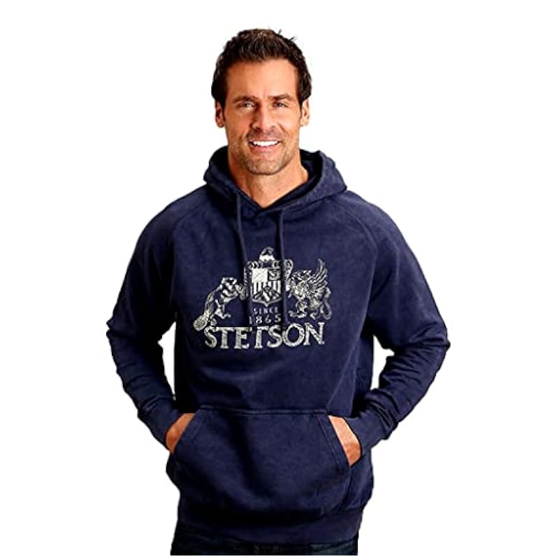 Stetson Mens Navy Cotton Blend Vintage Wash Shield Logo Hoodie 2XL ‎mens Fashion Hoodies & Sweatshirts Stetson