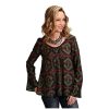 Stetson Western Shirt Womens L/S Peasant XL Brown 11-050-0590-6071 BR Stetson ‎womens Tops, Tees & Blouses
