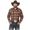 Stetson Shirts ‎mens Stetson Men's Plaid Print Long Sleeve Snap Western Shirt Wine Small